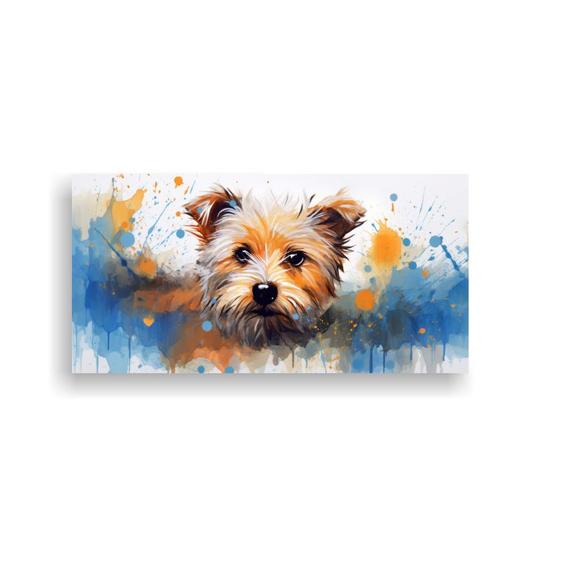 GENERICO - Cuadro Moderno Terrier En Colores Naranja Y Azul E 160x80cm