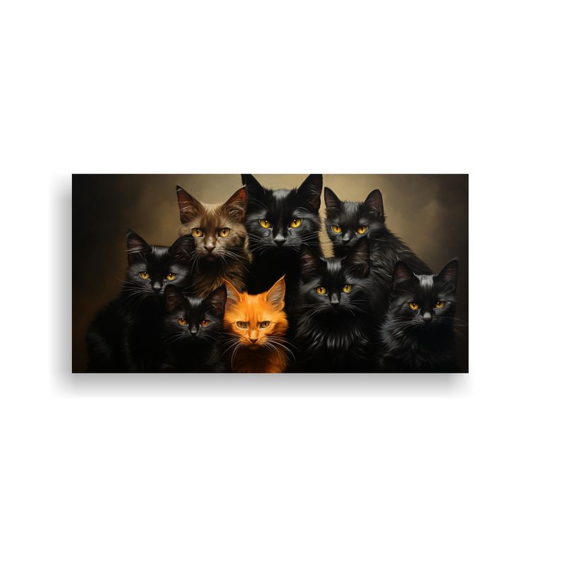 GENERICO - Pintura Vintage Gatos Negros En Pila Mirando A La  160x80cm