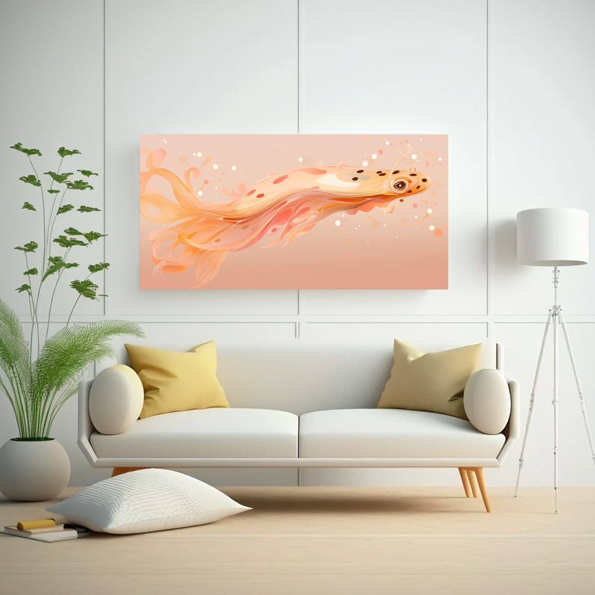 GENERICO - Cuadro Nudibranquio En Delicados Tonos Albaricoque 160x80cm.