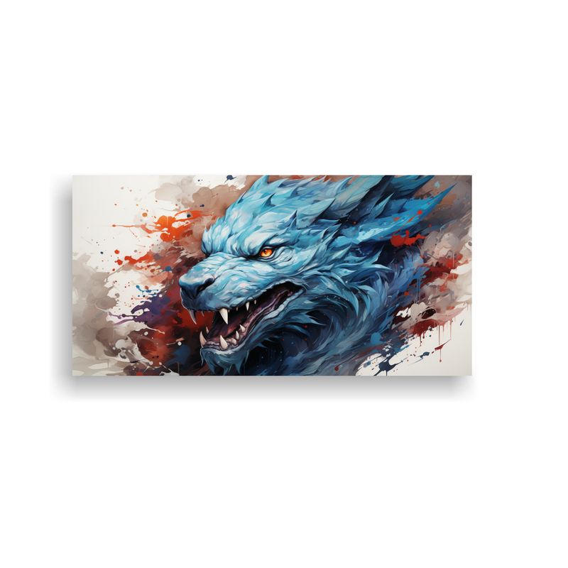 GENERICO - Cuadro Cuadro Dragón Blanco Y Azul Neonoir Atmosf 160x80cm
