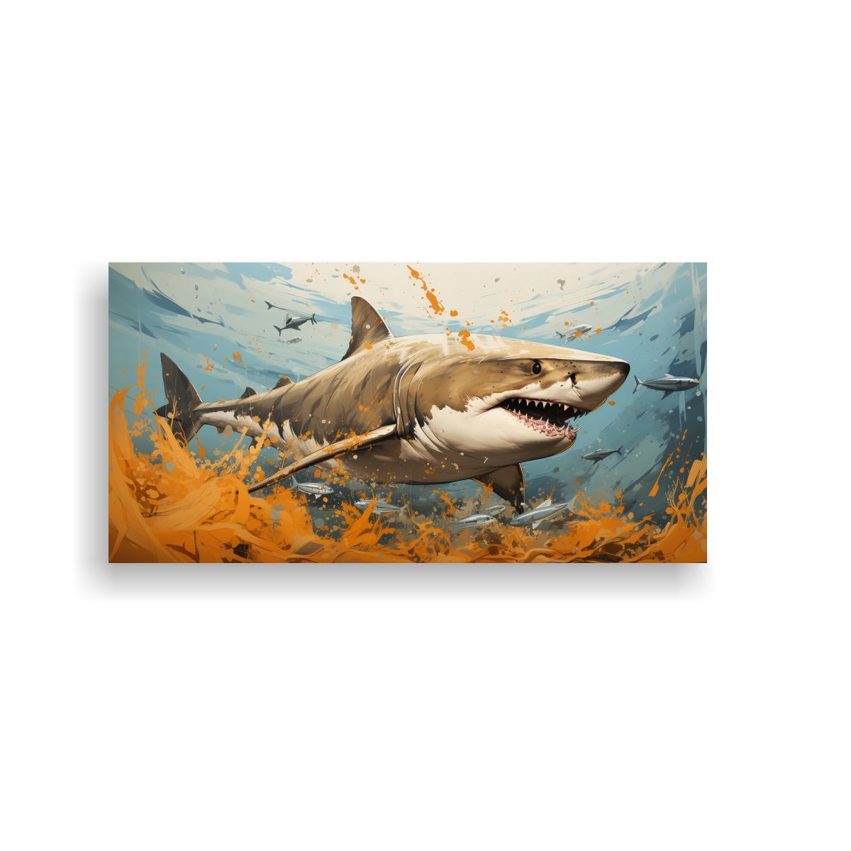 GENERICO - Cuadro Surrealista Ballena Gris En Colores Marró 160x80cm