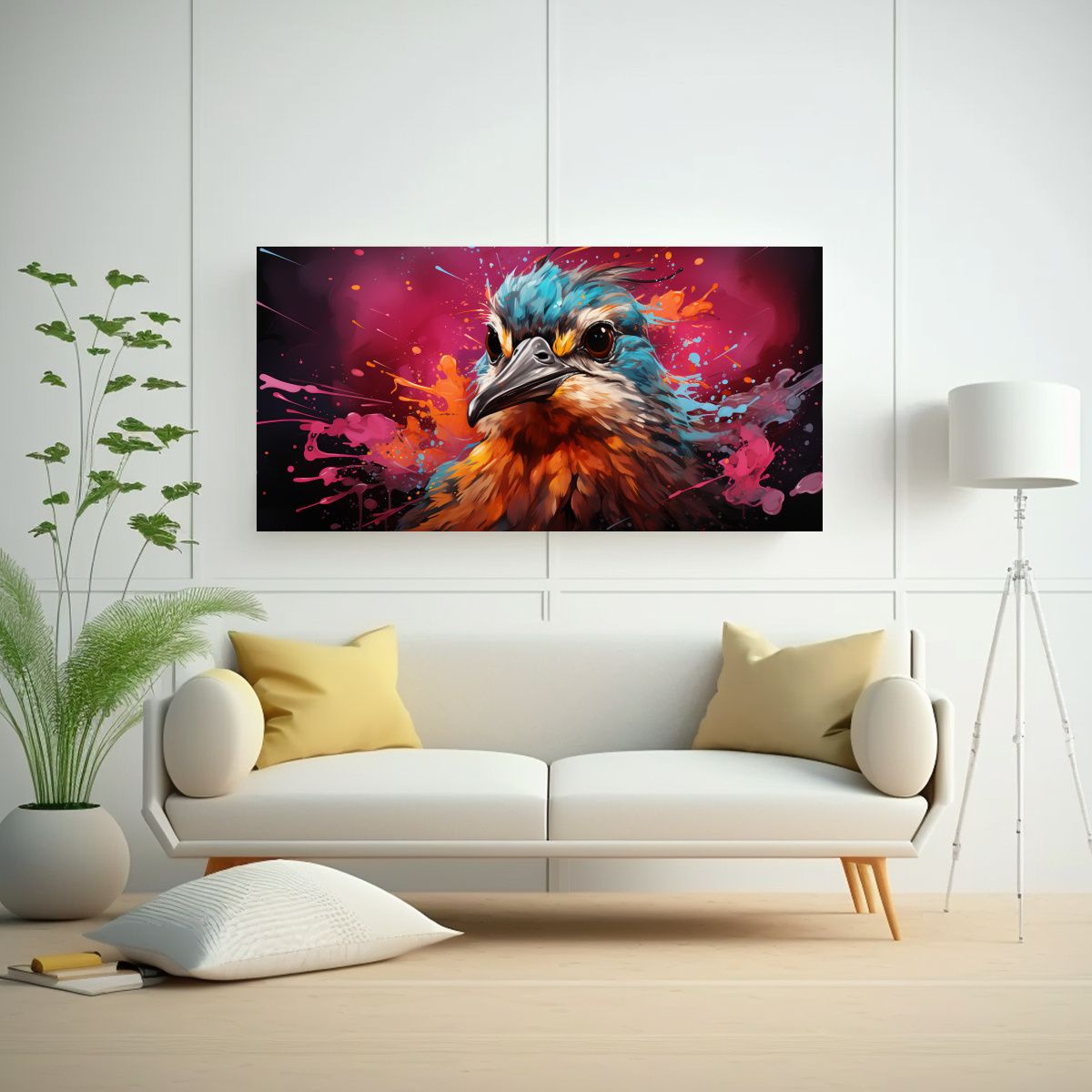 GENERICO - Cuadro Decorativo Neo Pop Art Pinguino En Tinta Y  160x80cm