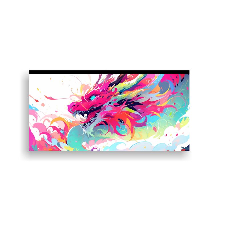 GENERICO - Cuadro Vanguardia Alegría Dragón Arcoíris Y Ros 160x80cm