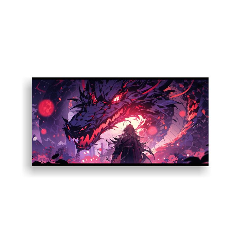 GENERICO - Cuadro Tela Movimiento Enigmático Dragón Morado  160x80cm