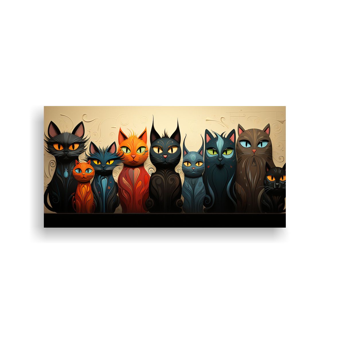 GENERICO - Cuadro Decorativo De Gatos En Equilibrio Horizonta 160x80cm.