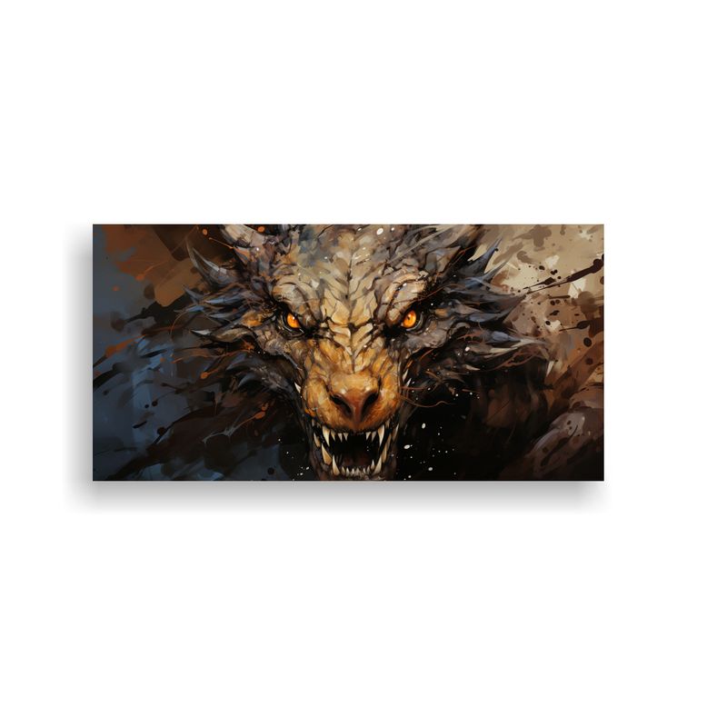 GENERICO - Cuadro Expresión Perspectiva Dragón En Tonos Mar 160x80cm