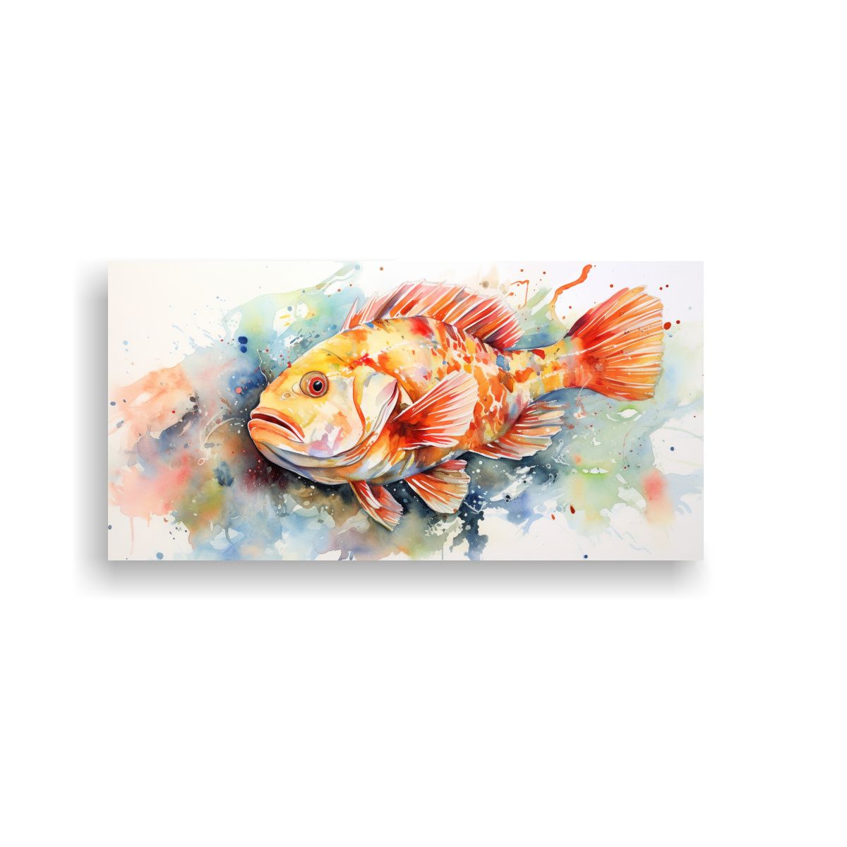 GENERICO - Cuadro De Pared Peces Salados Acuarelas Coloridas  160x80cm