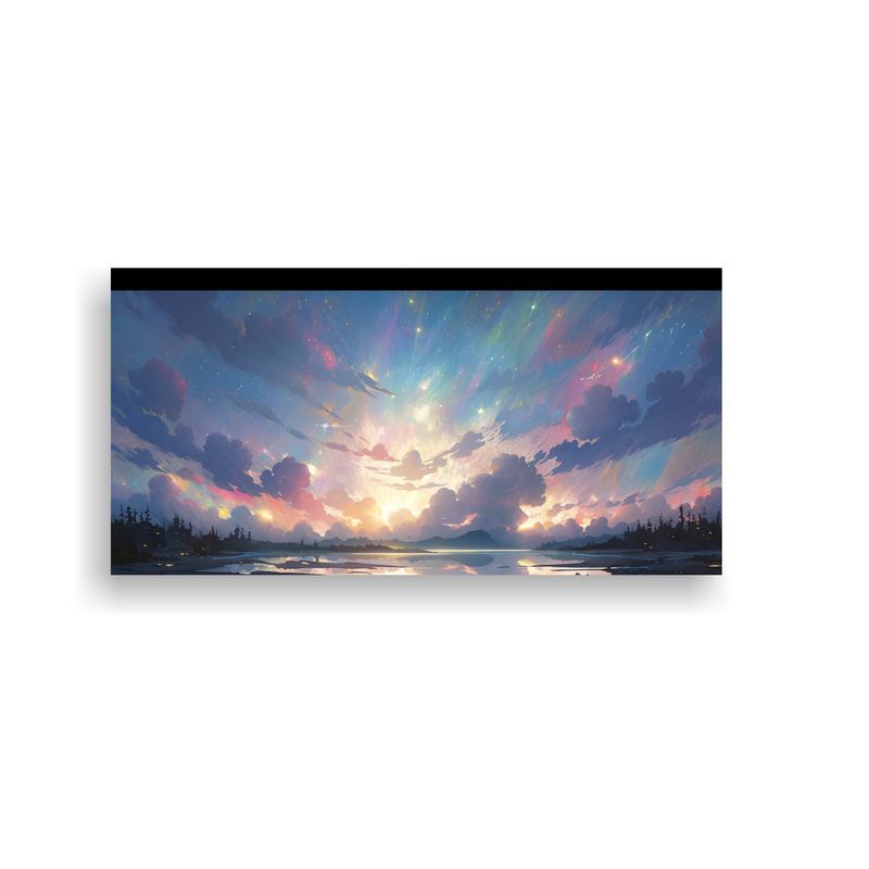 GENERICO - Pintura Abstracta De Aurora Boreal Con Colores Del 160x80cm