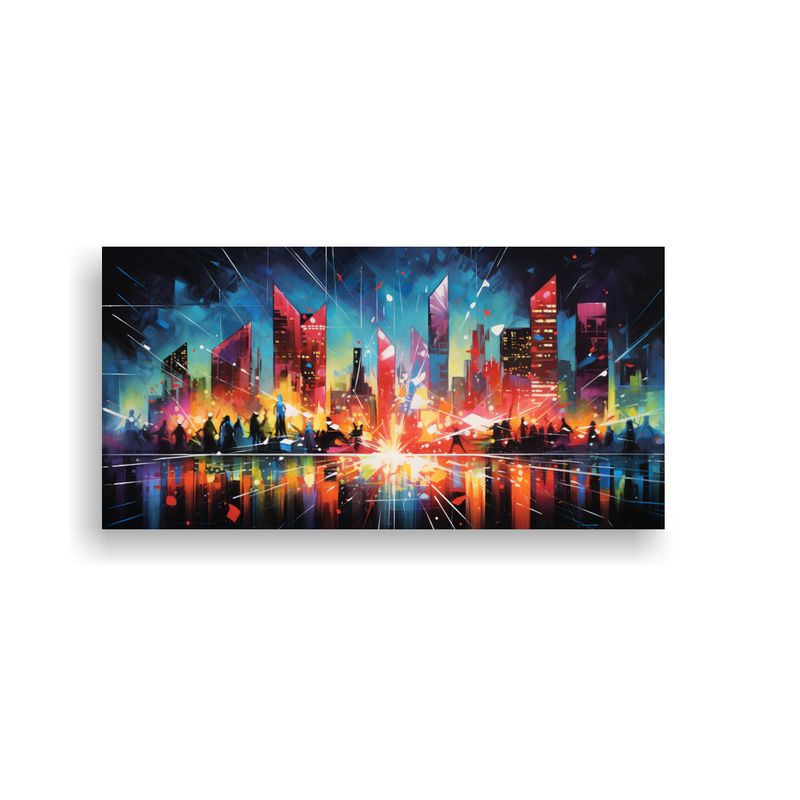 GENERICO - Pinturas Decorativas De Ciudad En Neón Vivo Con R 160x80cm