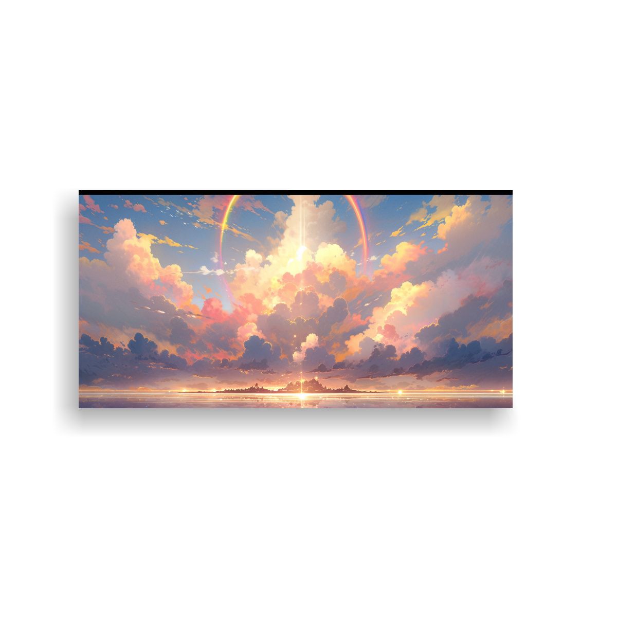 GENERICO - Pintura Abstracta De La Mañana Con Arcoíris Y Co 160x80cm