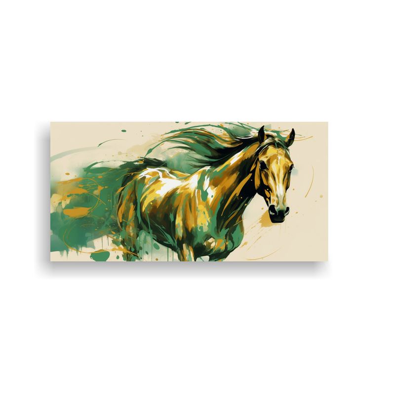 GENERICO - Cuadro Fotografía Caballo Cuarto En Colores Verd 160x80cm
