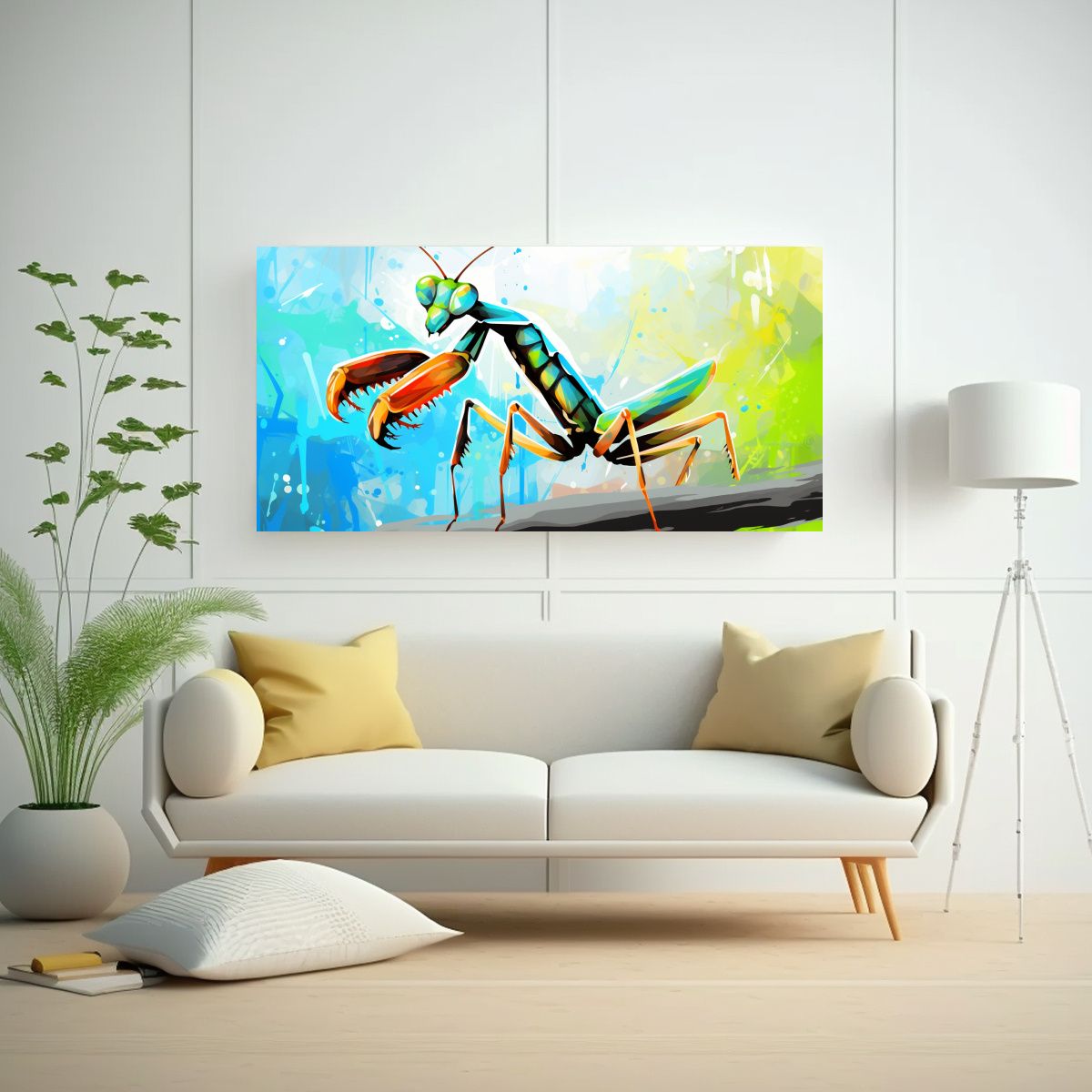 GENERICO - Cuadro Arte Gráfico Mantis Orando En Colores Clar 160x80cm