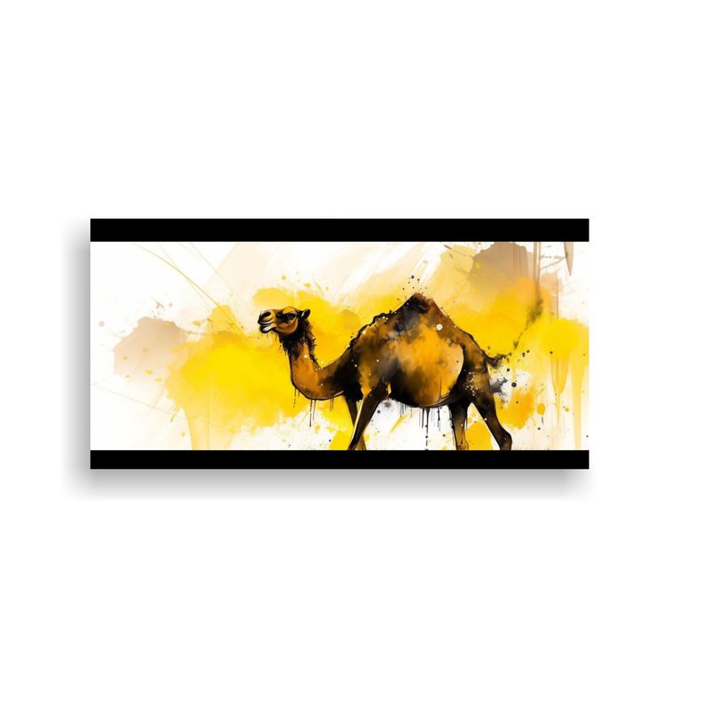GENERICO - Cuadro Inspiración Camellos Amarillos Y Negros En 160x80cm