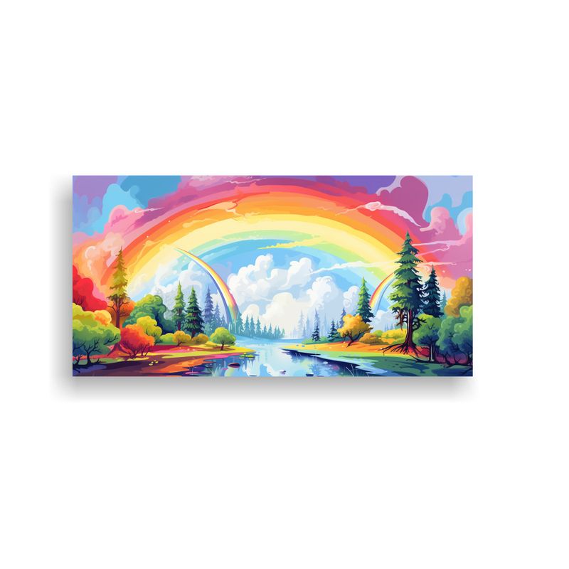 GENERICO - Cuadro Lienzo Salón Paisaje Verano Arcoíris Colo 160x80cm