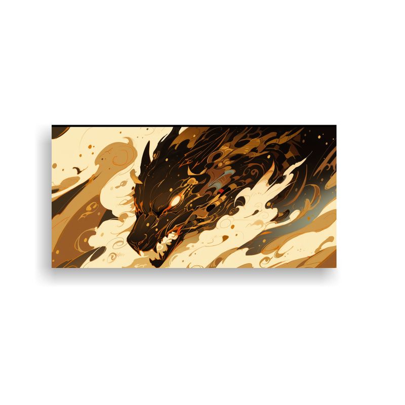 GENERICO - Pintura Decorativa Dragón Mágico En Tonos Marr 160x80cm