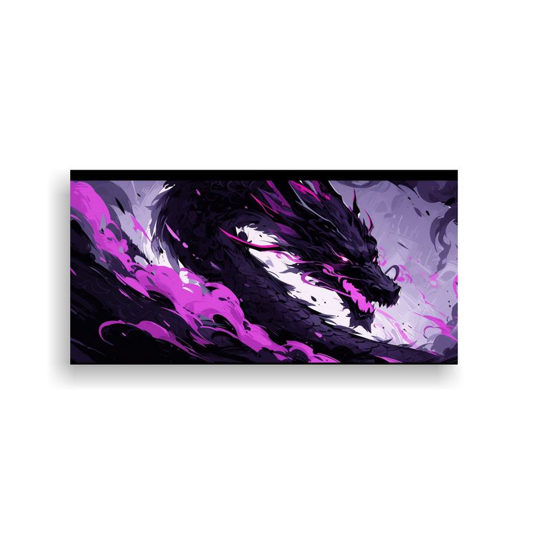 GENERICO - Pintura Decorativa De Ambiente Neonoir Con Dragón 160x80cm