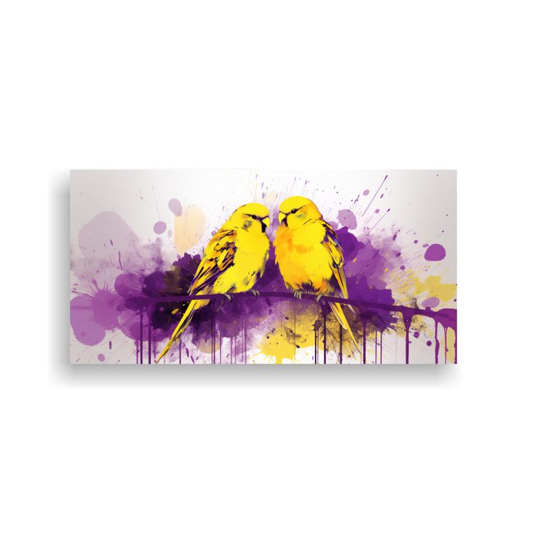 GENERICO - Pintura De Amor De Aves En Amarillo Y Púrpura Est 160x80cm