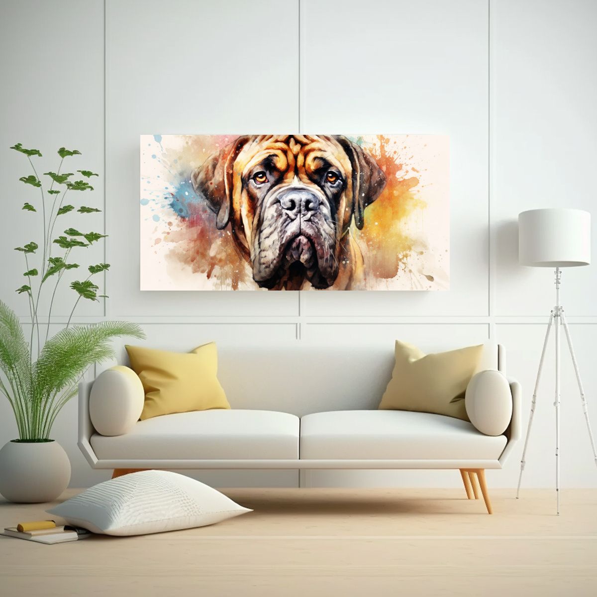 GENERICO - Pintura De Pared Vanguardia Mastiff Acuarelas Colo 160x80cm