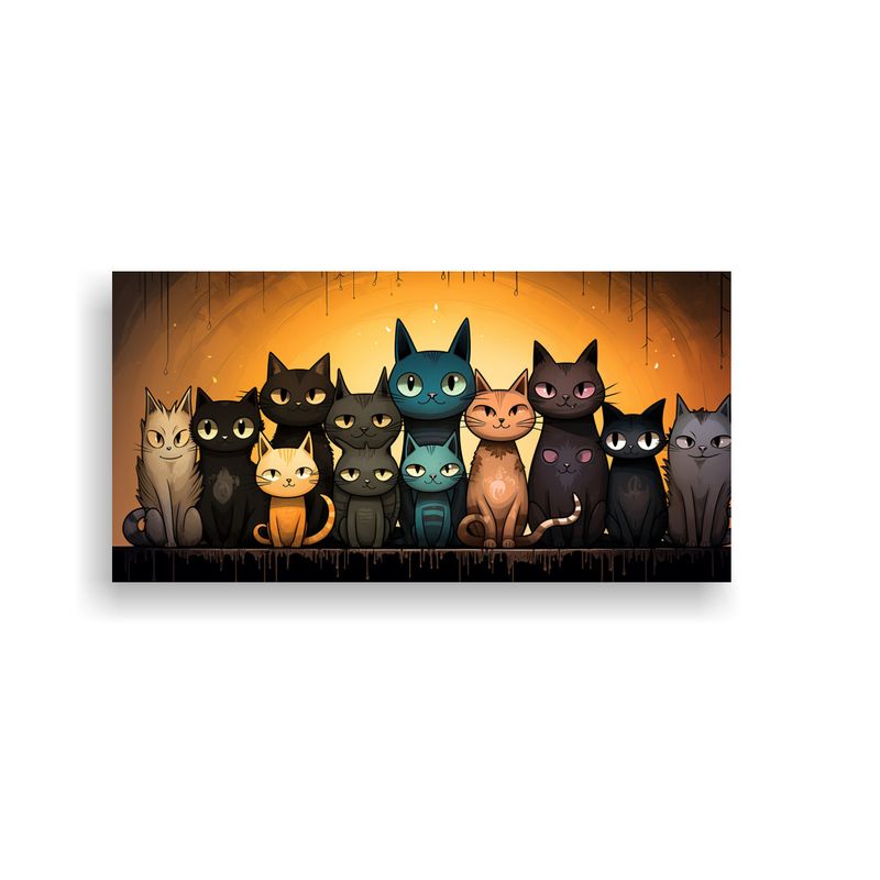 GENERICO - Pinturas De Decoración Con Gatos De Colores Abstr 160x80cm