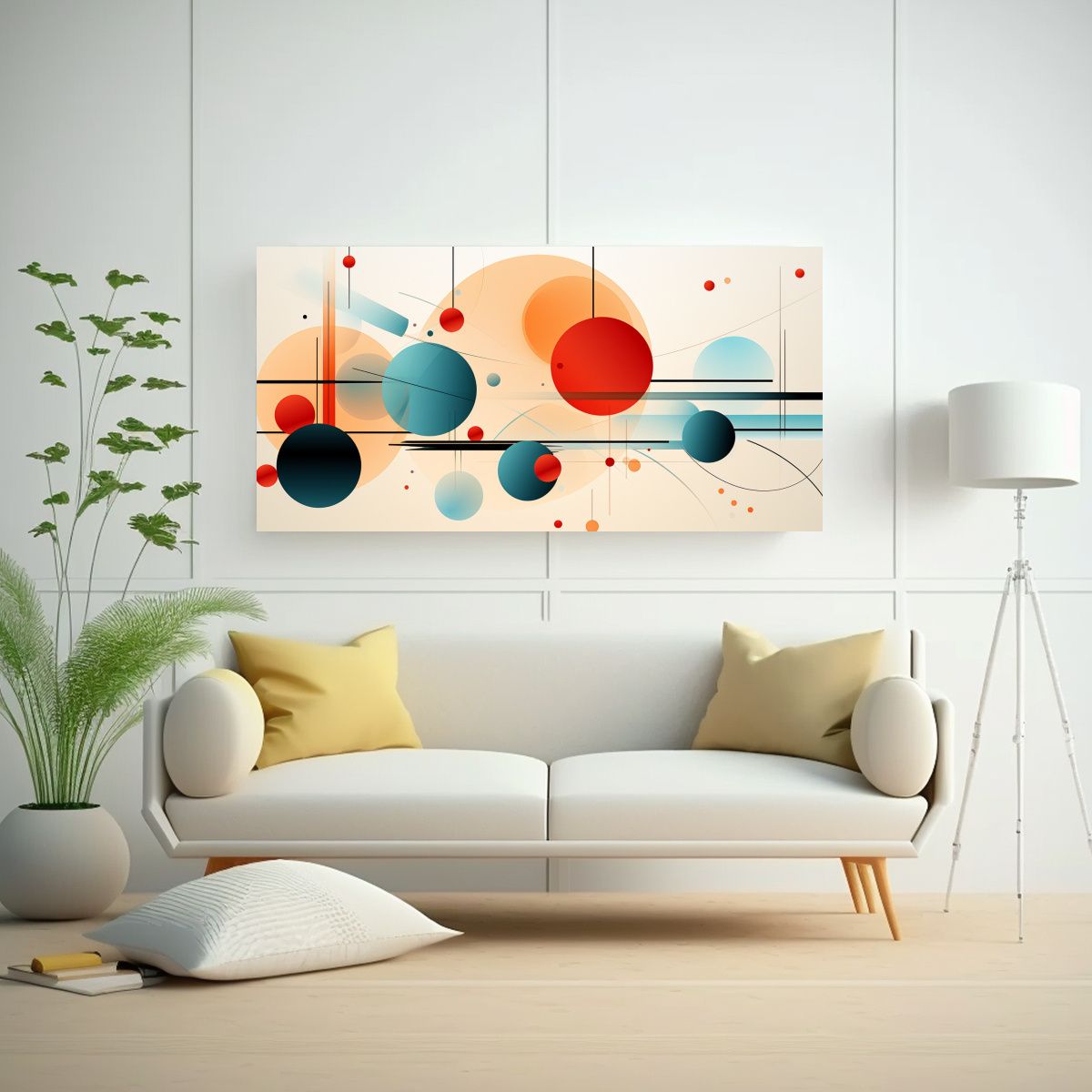 GENERICO - Lienzo Tema Abstracto Minimalista Formas Teal Y Or 160x80cm