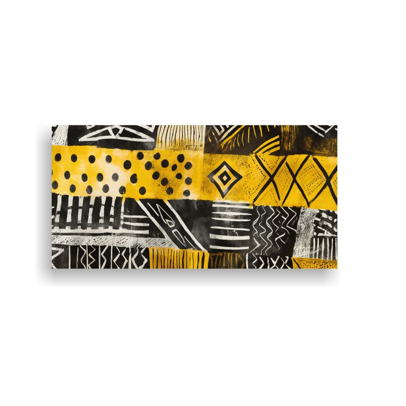 GENERICO - Cuadro Decorativo Temática Amarillo Blanco Y Negr 160x80cm
