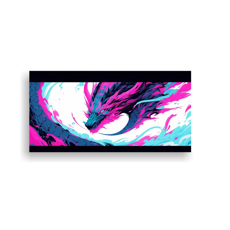 GENERICO - Cuadro Decorativo Dragón En Turquesa Y Rosa Atmos 160x80cm