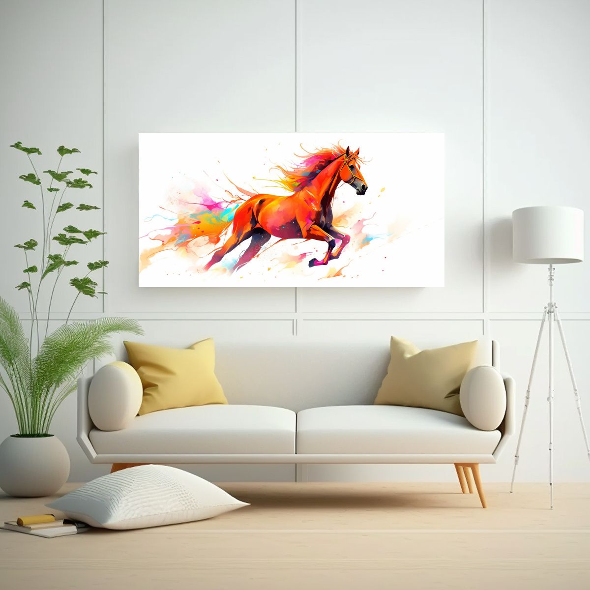 GENERICO - Pintura Decorativa De Caballo árabe En Colores Ar 160x80cm