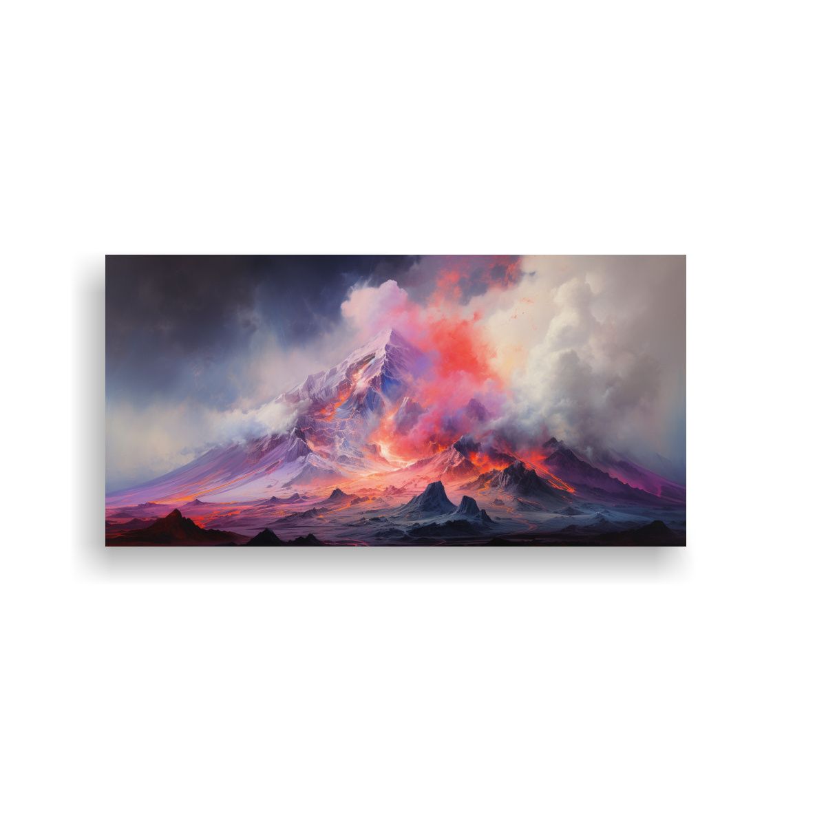 GENERICO - Pintura Abstracta De Un Volcán Con Colores Pastel 160x80cm