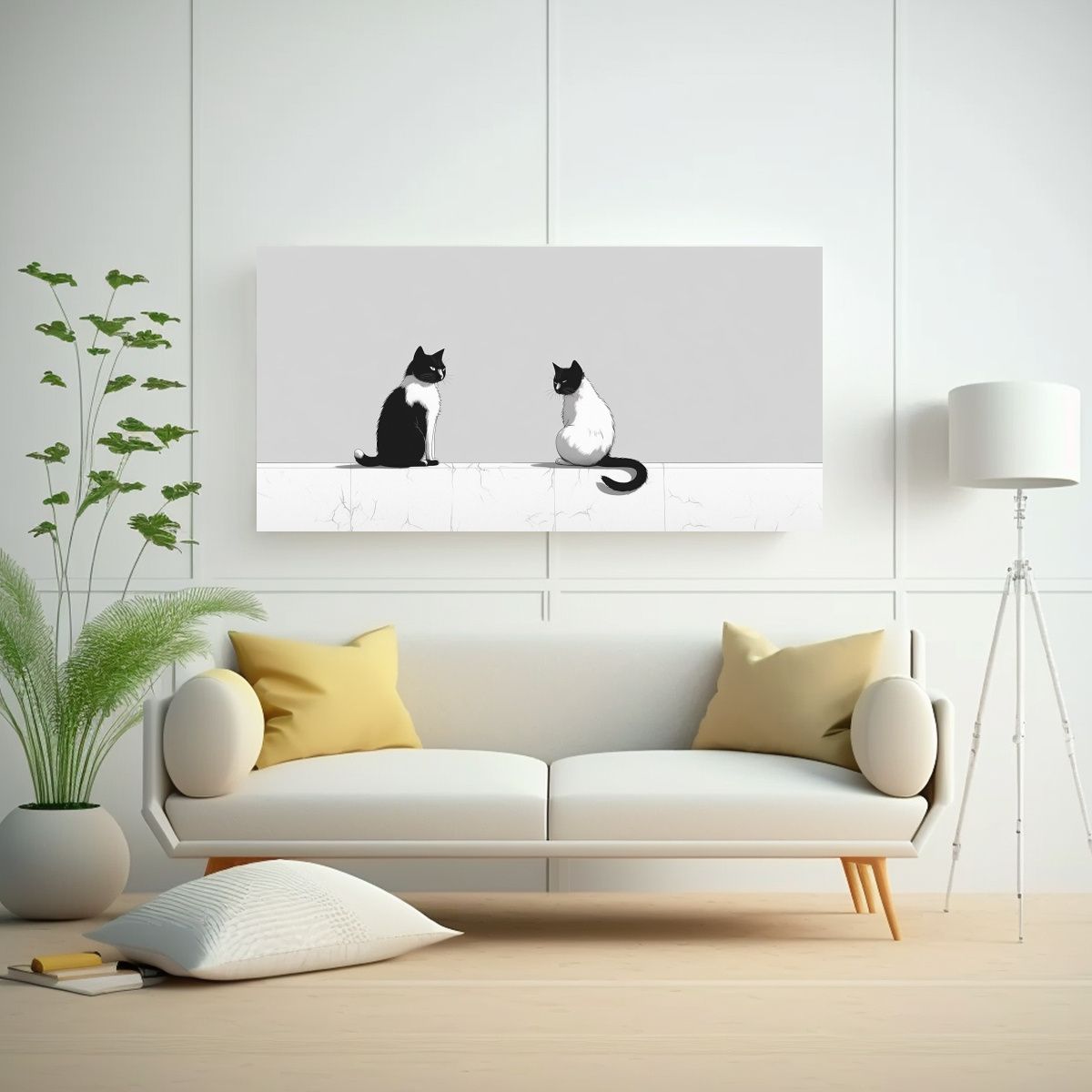 GENERICO - Cuadro Vintage Minimalista 90s Con Arte De Gatos E 160x80cm