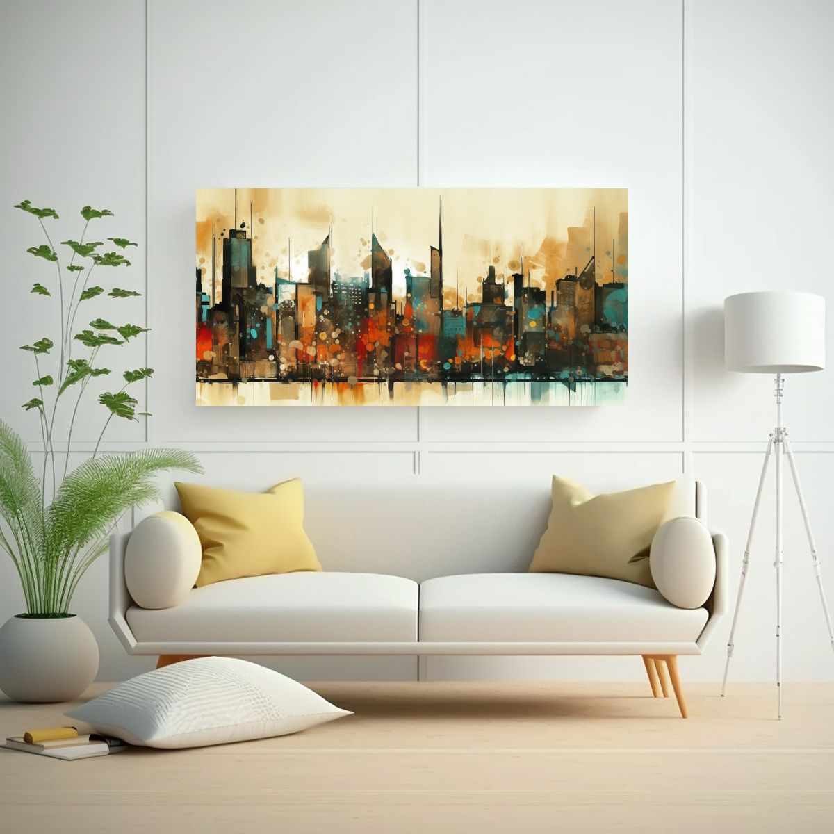 GENERICO - Cuadro Abstracto Urbano De Bruselas Inspiración  160x80cm