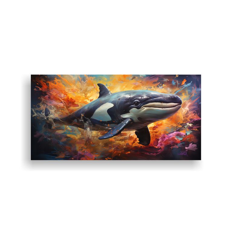 GENERICO - Cuadro Moderno Ballena En Estilo De Pintura Al Es 160x80cm