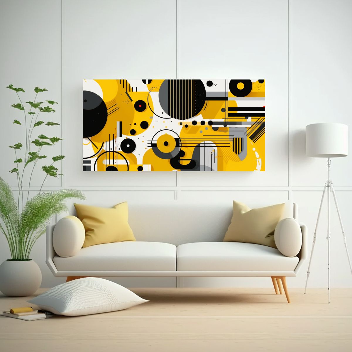 GENERICO - Cuadro Tela Estilo Flat Con Formas Geométricas Su 160x80cm