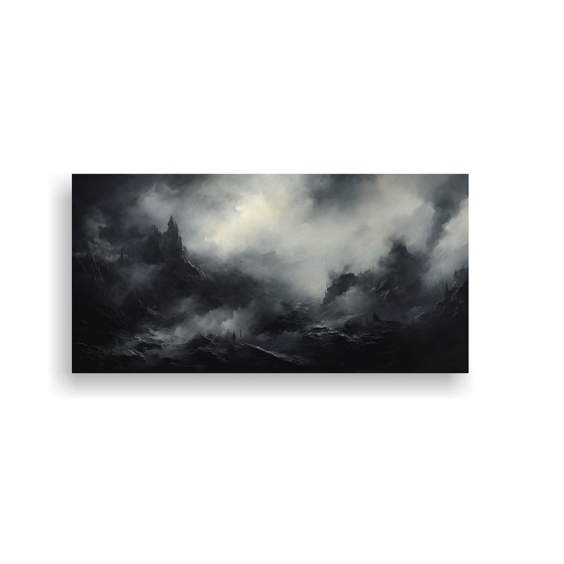 GENERICO - Cuadro Abstracto Paisaje Con Colores Negros Armon 160x80cm