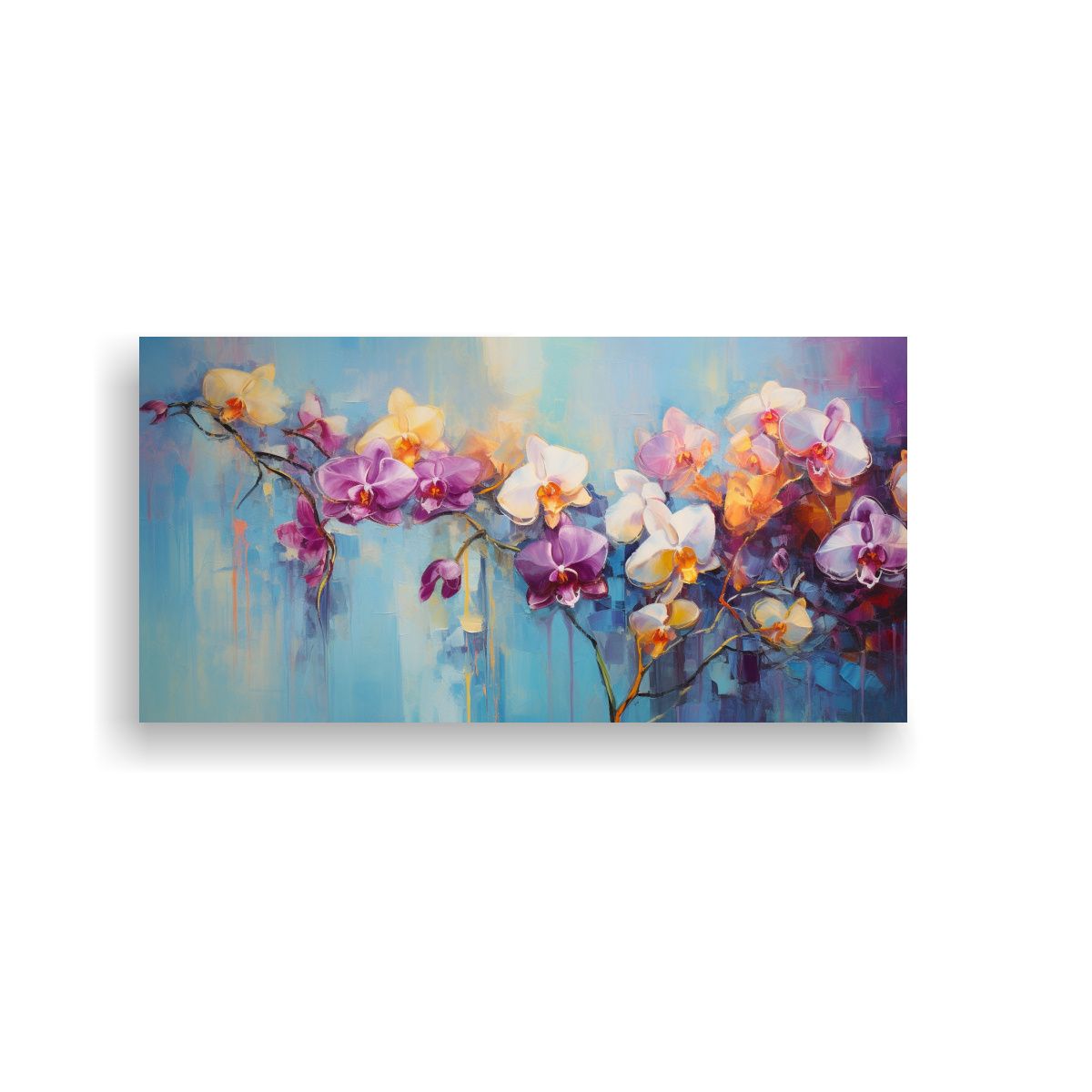 GENERICO - Cuadro Abstracto De Orquídeas En Estilo óleo De  160x80cm