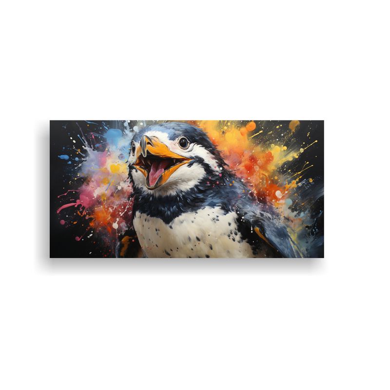 GENERICO - Cuadro Espectacular De Pingüino En Acuarelas Colo 160x80cm