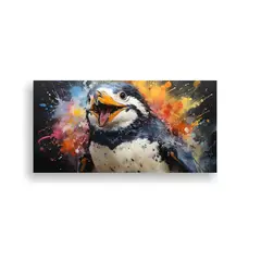 GENERICO - Cuadro Espectacular De Pingüino En Acuarelas Colo 160x80cm
