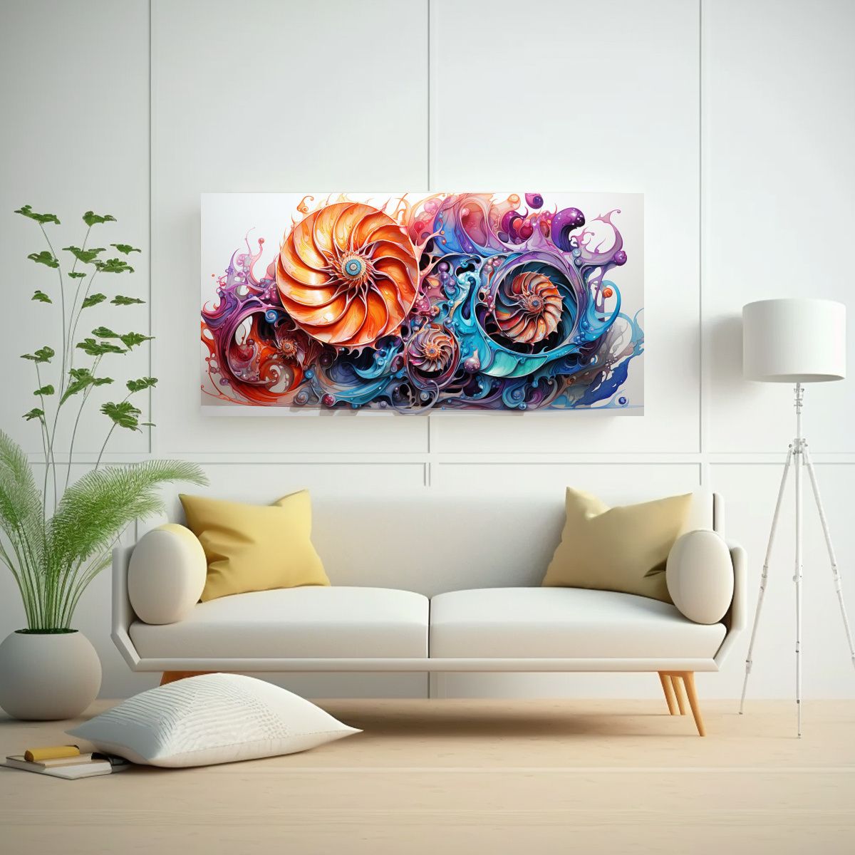 GENERICO - Lienzo Estilo Galería Acuarelas Coloridas Estilo  160x80cm.