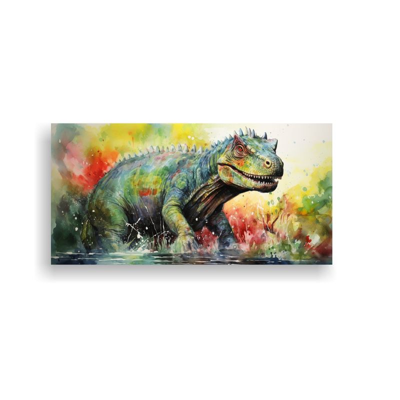 GENERICO - Cuadro Brillante De Iguanodon En Acuarela Colorida 160x80cm