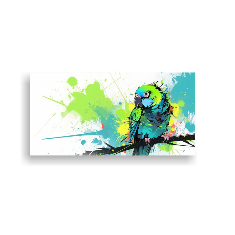 GENERICO - Cuadro Concepto Majestuosas Lorikeet Verde Y Negro 160x80cm
