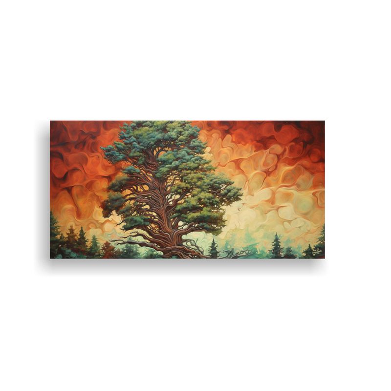 GENERICO - Cuadro Abstracto Detallado De Un árbol De Secuoya 160x80cm