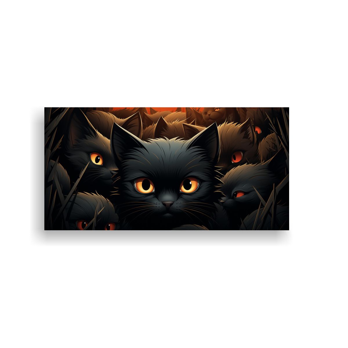 GENERICO - Lienzo Decorativo Con Patrón Simétrico De Gato N 160x80cm