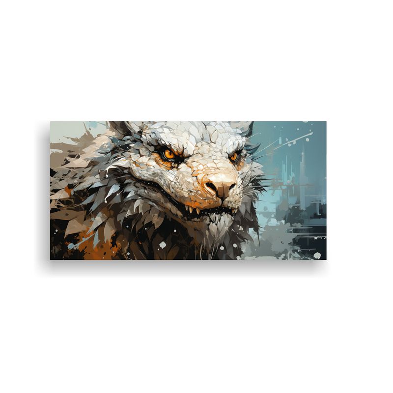 GENERICO - Pintura Acuarela Dragón Marrón Y Blanco Atmosf 160x80cm