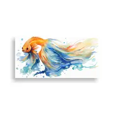 GENERICO - Pintura Acuario Peces Colorida Estilo Acuarela Abs 160x80cm