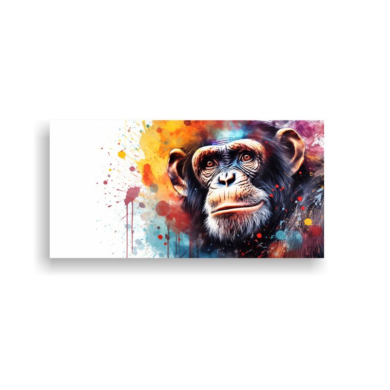GENERICO - Cuadro Moderno Rectangular De Chimpancé En Acuare 160x80cm