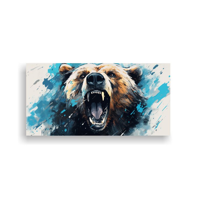 GENERICO - Pintura En Bastidor Oso Grizzly En Tonos Turquesa 160x80cm