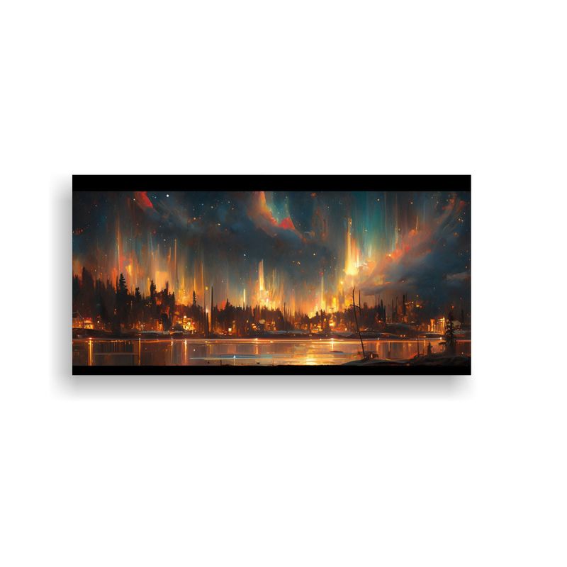 GENERICO - Cuadro Abstracto De Northern Lights En Tonos Marro 160x80cm