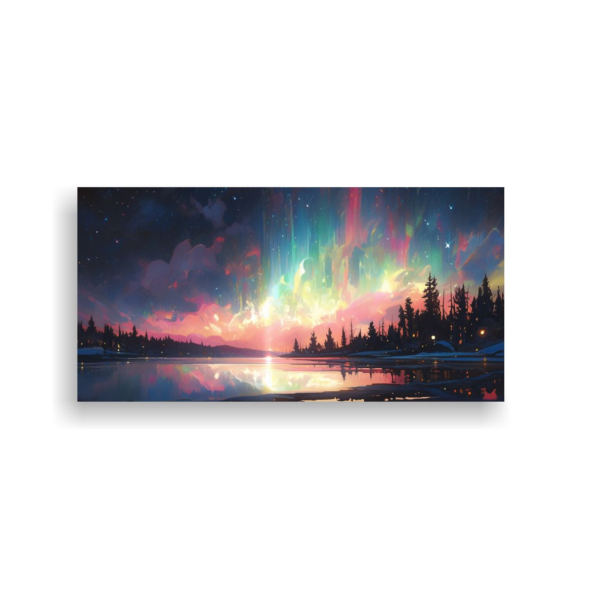 GENERICO - Cuadro Abstracto Alegre Aurora Boreal Con Colores  160x80cm