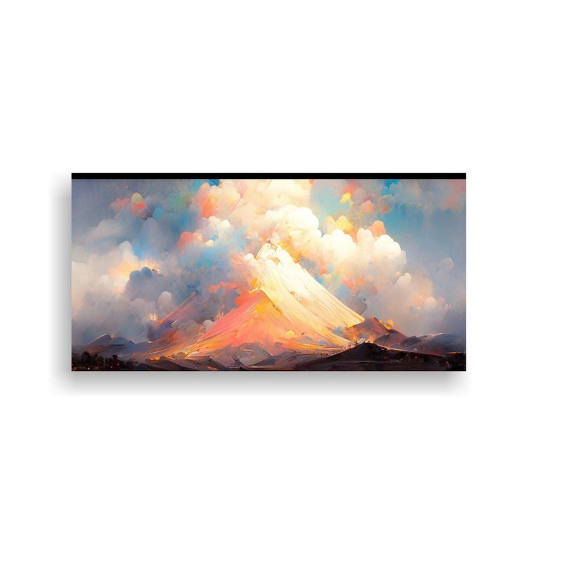 GENERICO - Pintura Abstracta De Volcán Con Arcoíris Y Color 160x80cm
