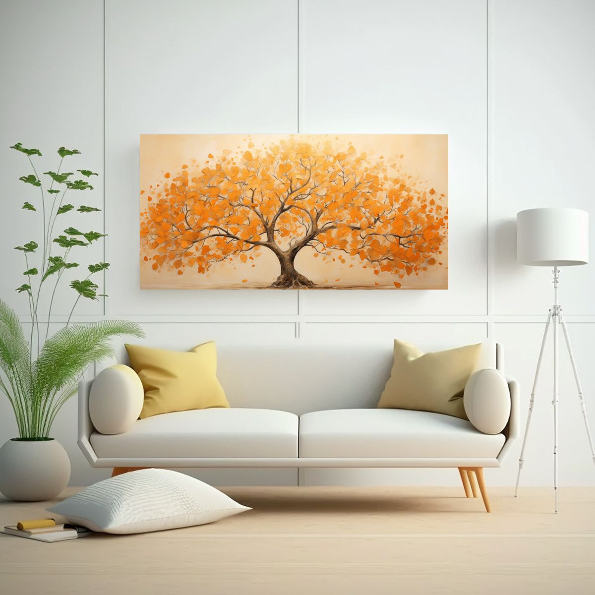 GENERICO - Pintura Abstracta De Un árbol Naranja En Contrast 160x80cm