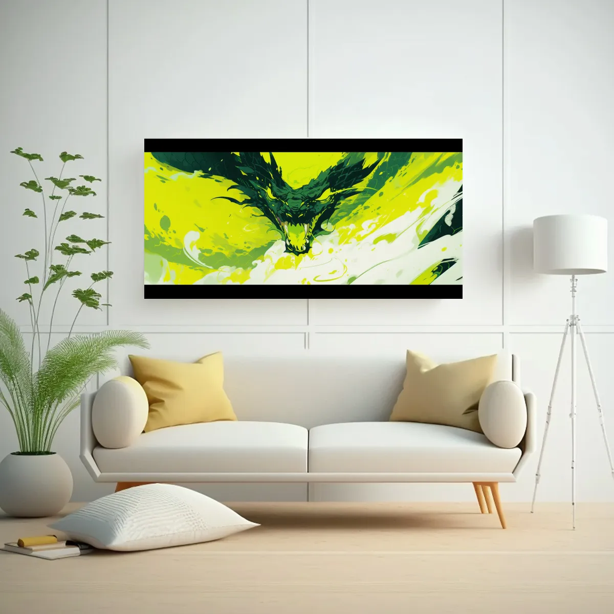 GENERICO - Cuadro Tela Bastidor Venta Efecto Visual Dragón A 160x80cm
